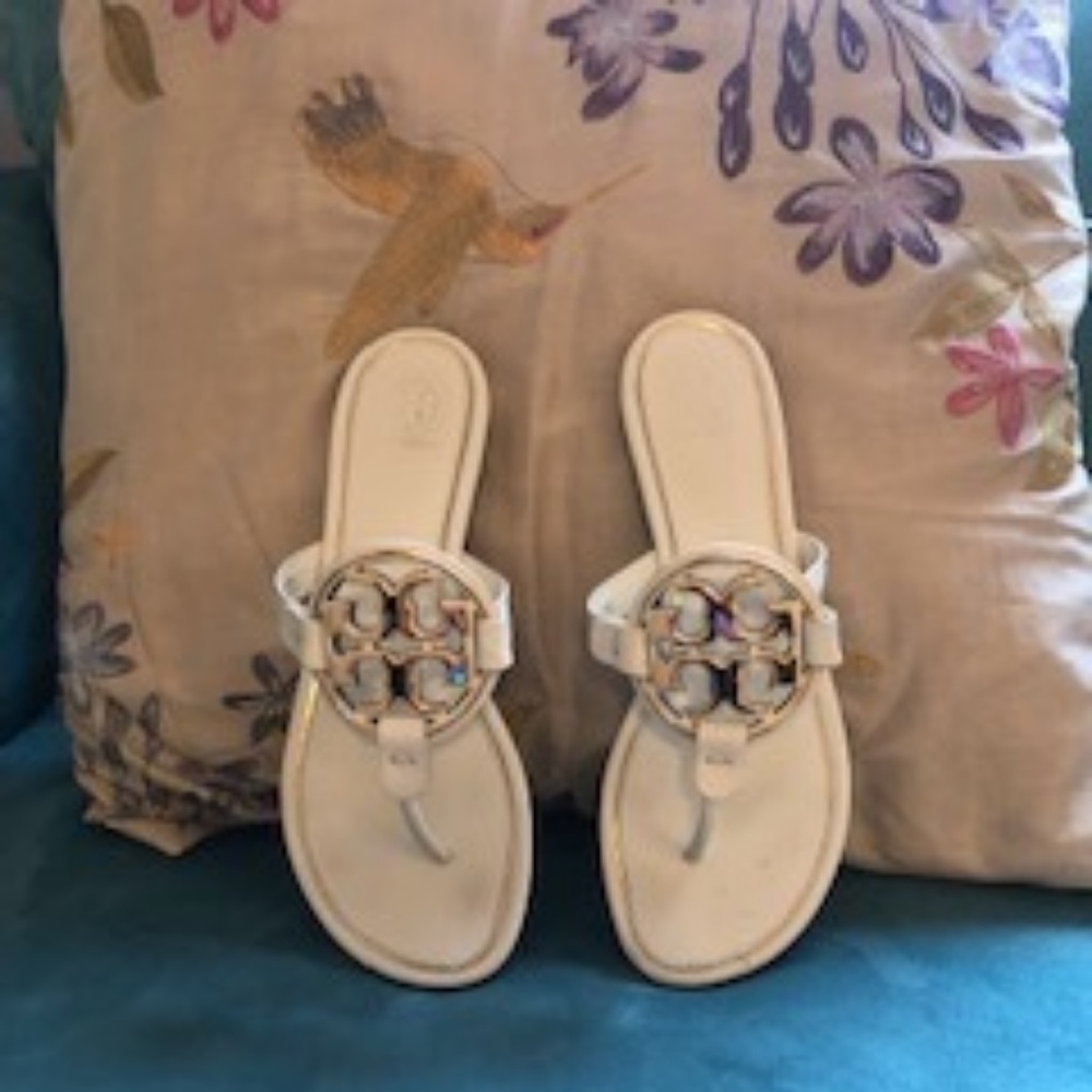 Tory Burch White Flip Flop Sandals